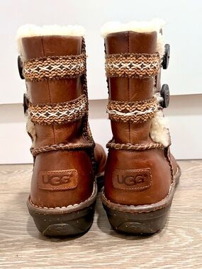 UGG Chestnut Brown Shearling Button Short Boots